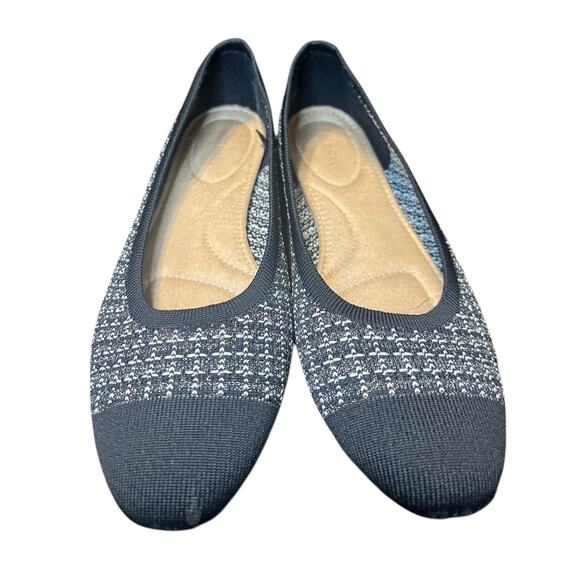 Old Navy Black & Silver Knit Tweed Almond Toe Ballet Flats - Size 9 - Picture 2 of 6